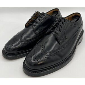 Vtg Florsheim Royal Imperial Black Leather Wingtip Derby Dress Shoes Size 6.5 3E